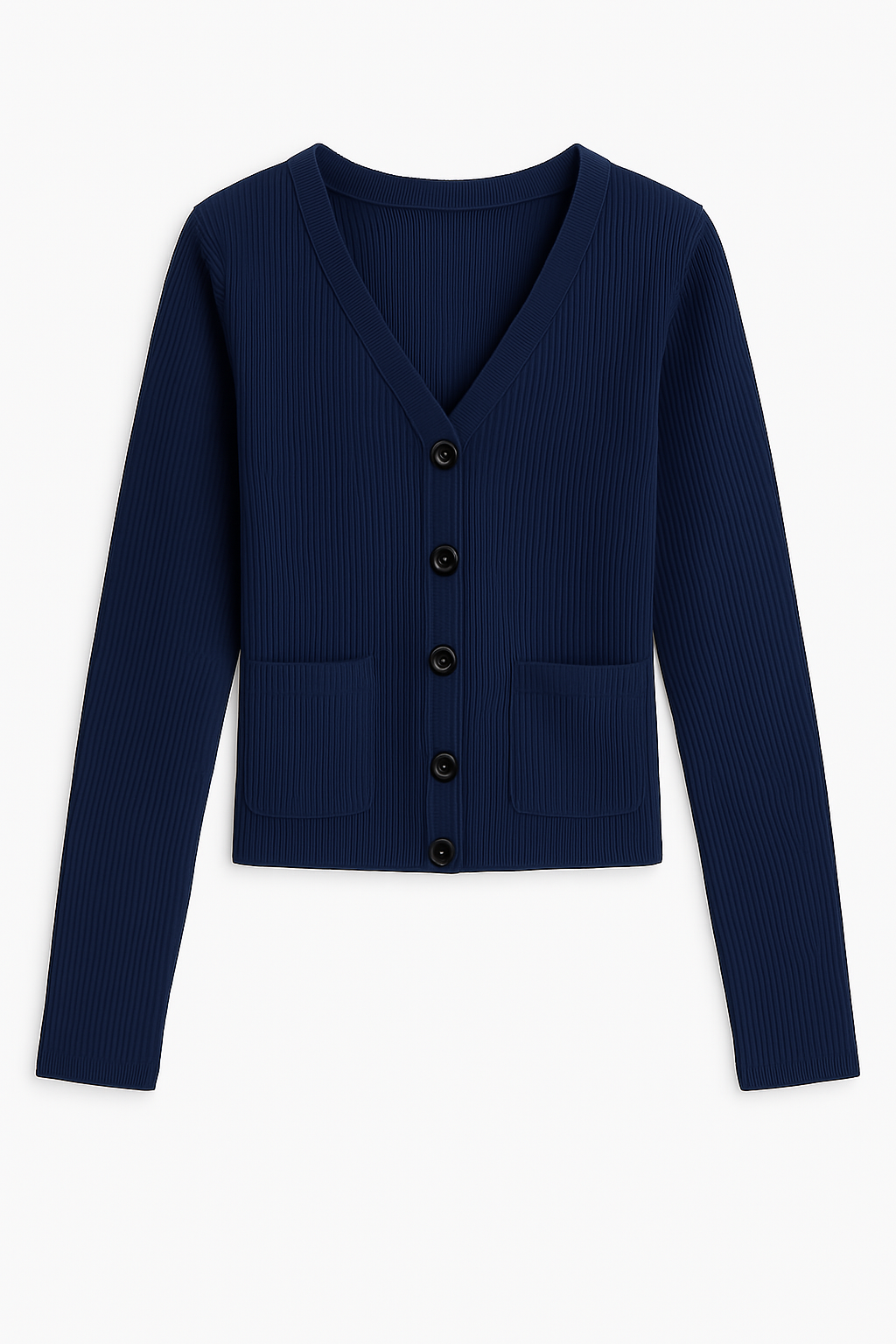 Navy blue v neck button down top