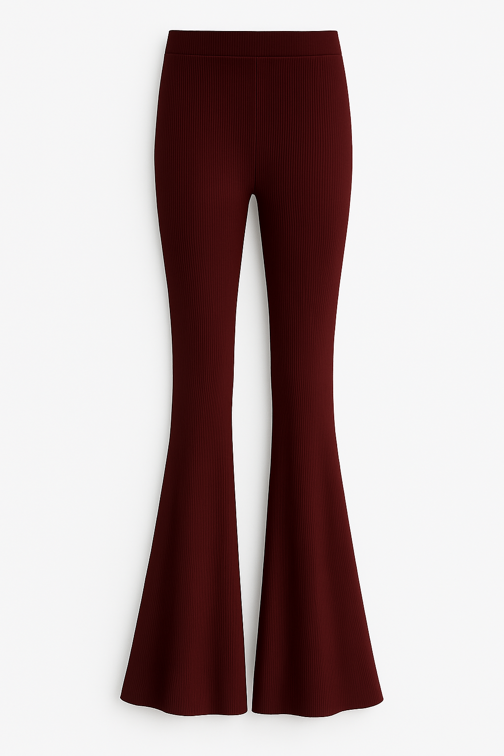 Maroon high waisted ribbed flares