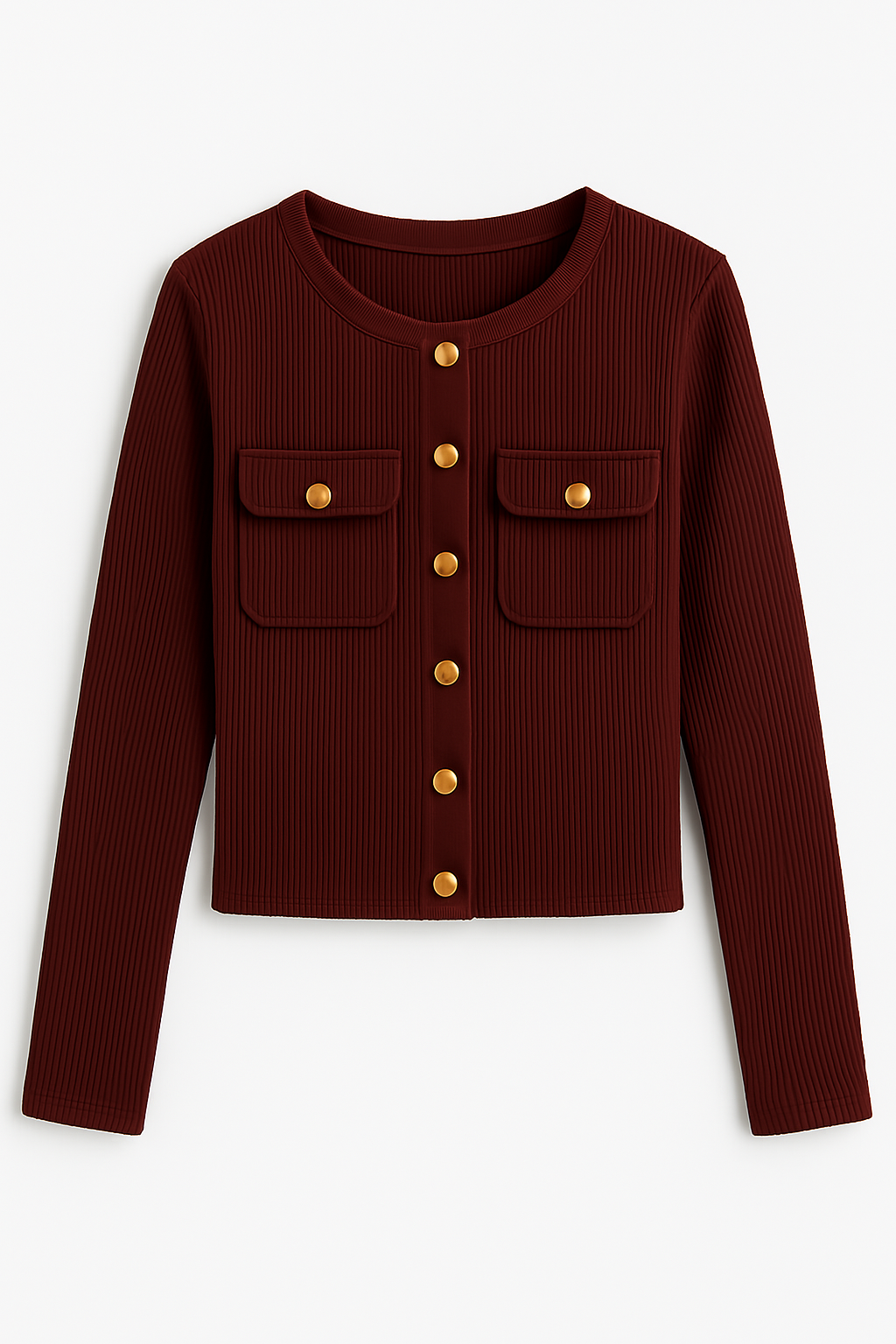 Old money Maroon and gold ribbed Coord