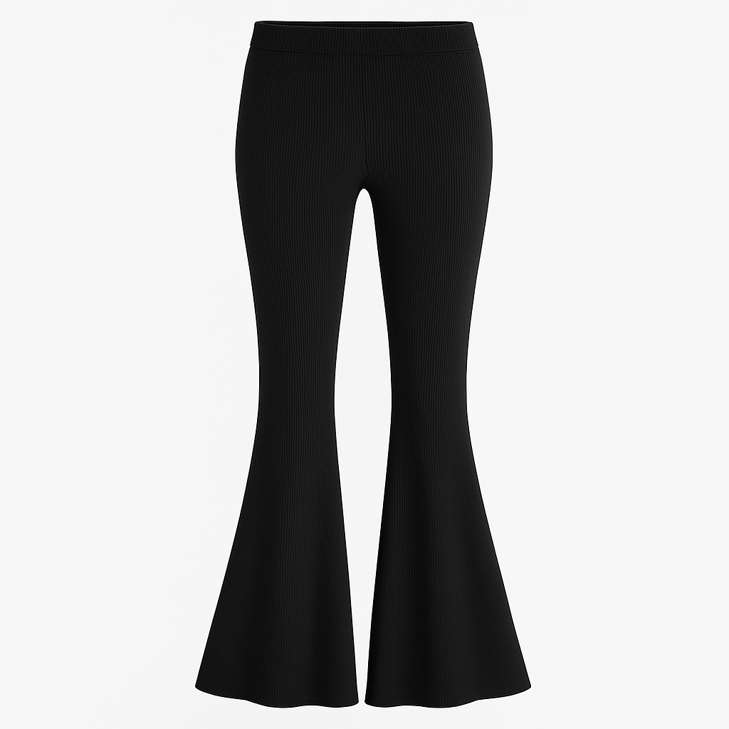 Black high waisted  ribbed flares