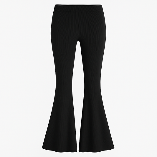 Black high waisted  ribbed flares