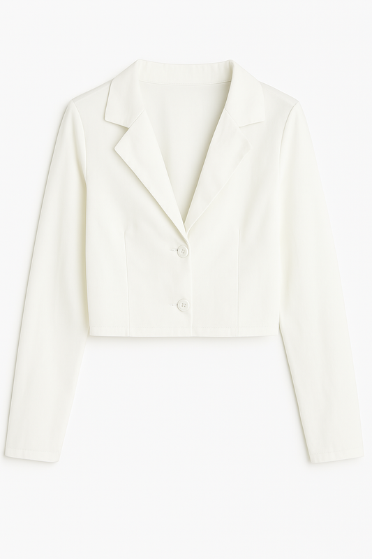 White cropped button down top