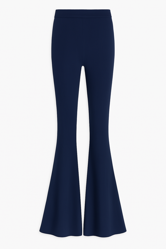 Navy blue high waisted  ribbed flares